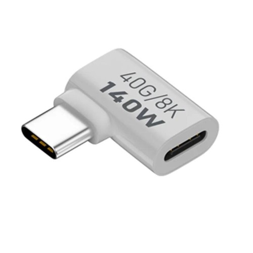 Adattatore di trasmissione USB 3.1 da tipo C a tipo C 40 Gbps 8K, carica 140 W 5 A, specifica: piega laterale da tipo C maschio a femmina