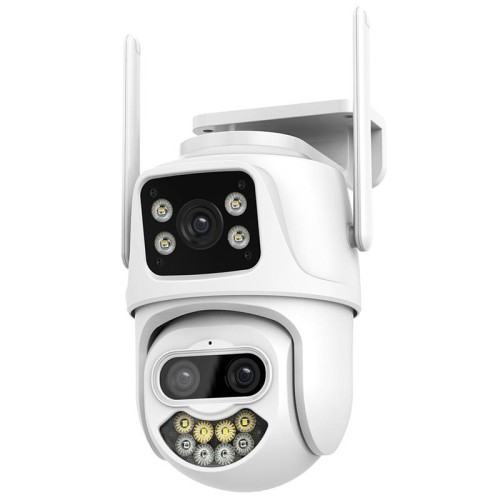 La tripla fotocamera WiFi QX102 da 3 MP supporta l'interfono vocale bidirezionale e la visione notturna a infrarossi (spina americana)
