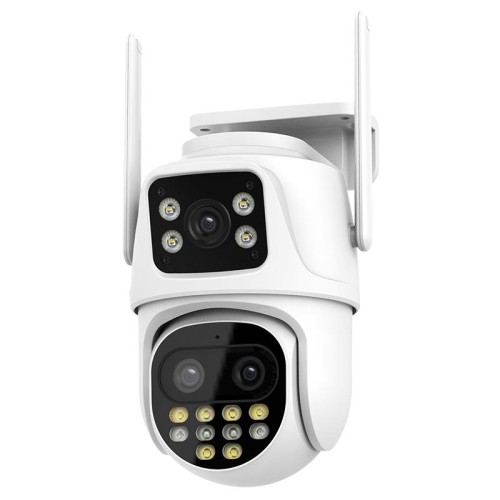 La doppia fotocamera WiFi QX104 da 3 MP supporta il riconoscimento del volto umano e l'allarme AI (spina americana)