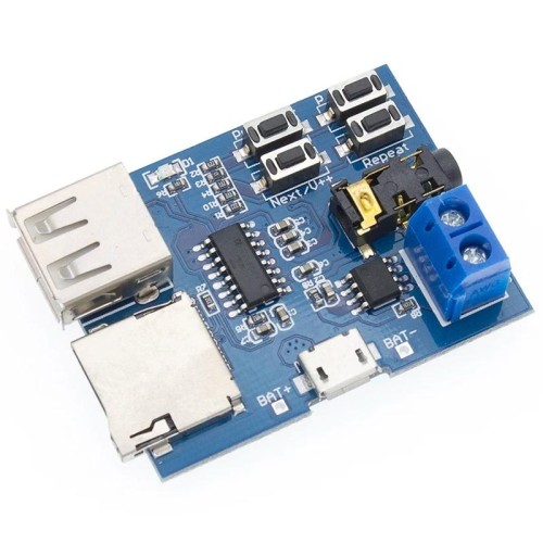 Scheda di decodifica MP3 senza perdita Scheda di decodifica TF Scheda USB Flash Drive Modulo lettore di decodifica MP3 con amplificatore, interfaccia: Micro