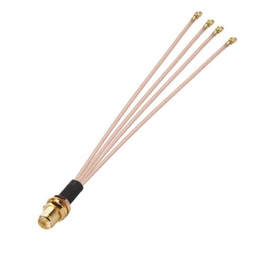 Ponticello cavo prolunga antenna WIFI da 1 in 4 IPX a RPSMAK RG178 (15 cm)