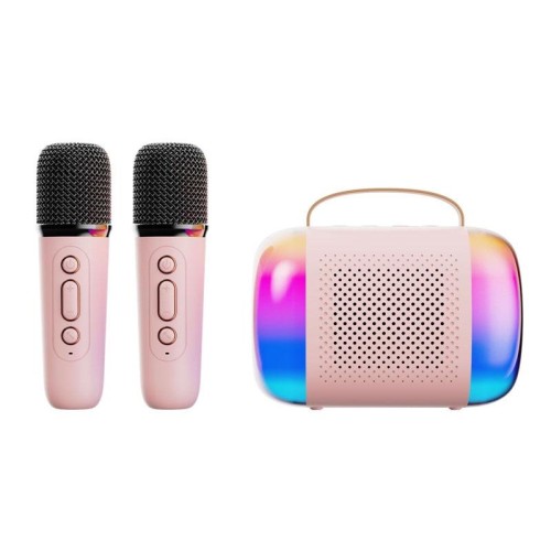 Y5 2 Microfono Altoparlante Bluetooth portatile Audio karaoke wireless per casa ed esterno (nero)
