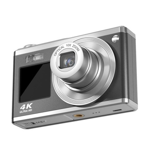 Fotocamera digitale con zoom ottico 4K HD Fotocamera selfie a doppio schermo da 60 MP, senza memoria (Argento)