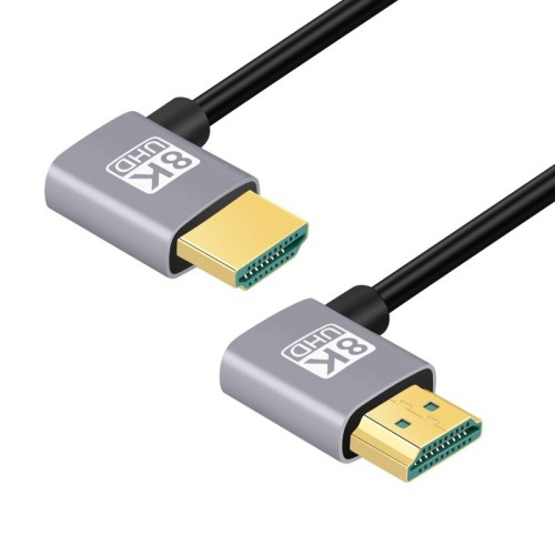 Cavo adattatore audio video HD da HDMI maschio a HDMI maschio a doppio gomito, lunghezza: 1 m (piegatura a sinistra destra)