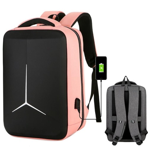 Zaino per laptop sportivo da lavoro impermeabile multifunzionale da 15 pollici con porta USB (rosa)