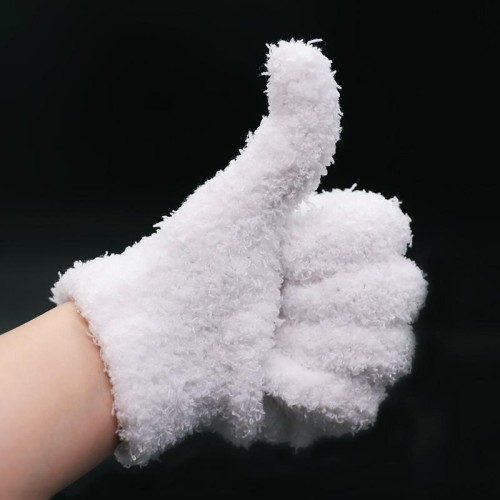 Guanti in velluto corallo noce con vassoio di polpa di porcellana addensato, colore: bianco addensato