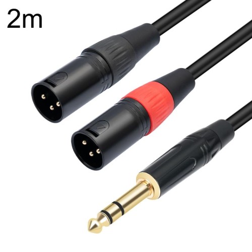 TC145YXK108RE-10 Cavo audio da 6,35 mm 1/4 TRS maschio a doppio XLR maschio, lunghezza: 2 m (nero)