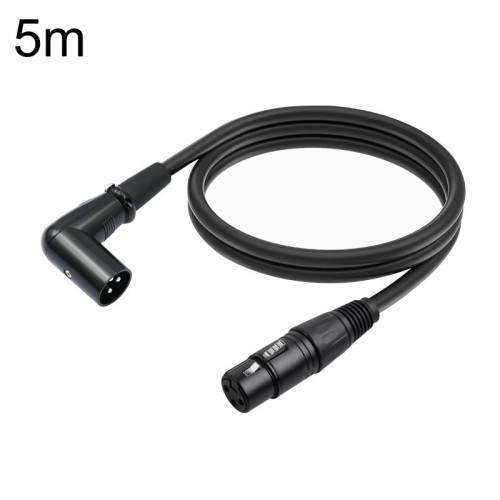 XK042L Cavo audio XLR diritto da 3 pin femmina a gomito maschio, lunghezza: 5 m (nero)