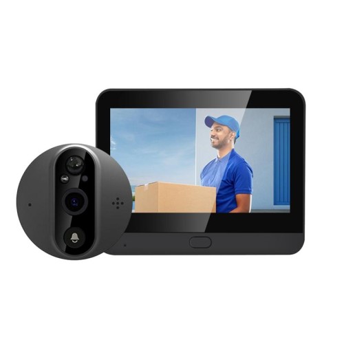 ESCAM C89 1080P Spioncino digitale intelligente da 4,3 pollici, supporto PIR grandangolare e foto per visione notturna (Argento)
