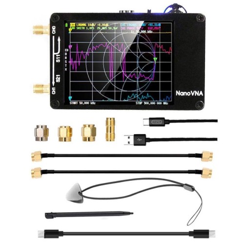 NANOVNA-H Versione aggiornata TFT da 2,8 pollici 50Khz-1,5Ghz Analizzatore di antenna di rete vettoriale MF HF VHF UHF con slot per scheda SD senza scheda (nero)
