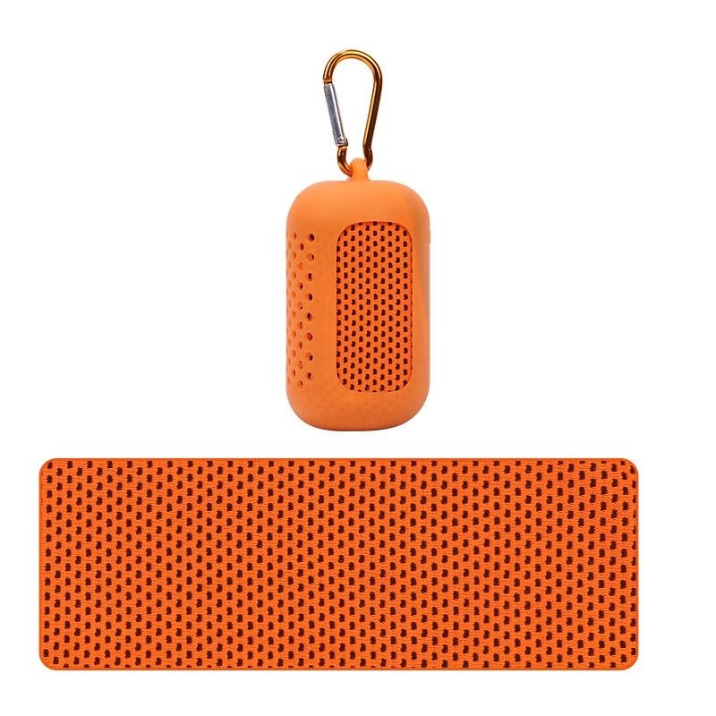 Set di asciugamani sportivi Asciugamano da viaggio portatile ad asciugatura rapida con sensazione di freddo con custodia in silicone, dimensioni: 30x80 cm (arancione)