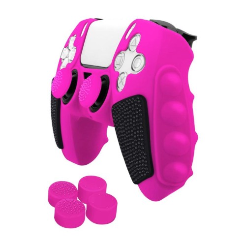 Per Sony PS5 Custodia protettiva per gamepad in silicone colorato con giunzioni con tappi a bilanciere (nero bianco)