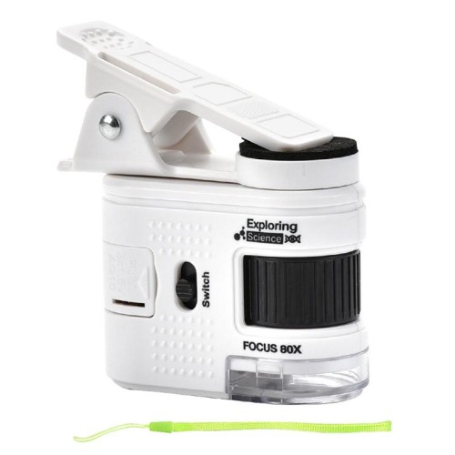 80X Bambini Mini Microscopio Portatile Studente Antico Gioielli Identificazione Scienza Esperimento Giocattolo Didattico, Modello: Con Clip Per Telefono