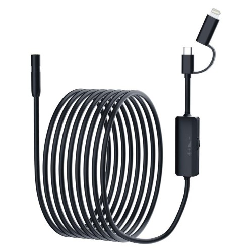 AN112 Endoscopio industriale 2 in 1 USB-C/Tipo-C + interfaccia 8 pin HD da 8 mm, lunghezza: tubo morbido da 1 m