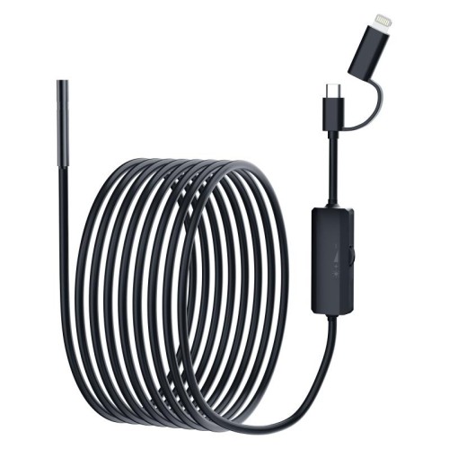 AN112 Endoscopio industriale 2 in 1 USB-C/Tipo-C + interfaccia 8 pin 5,5 mm HD, lunghezza: tubo rigido da 10 m