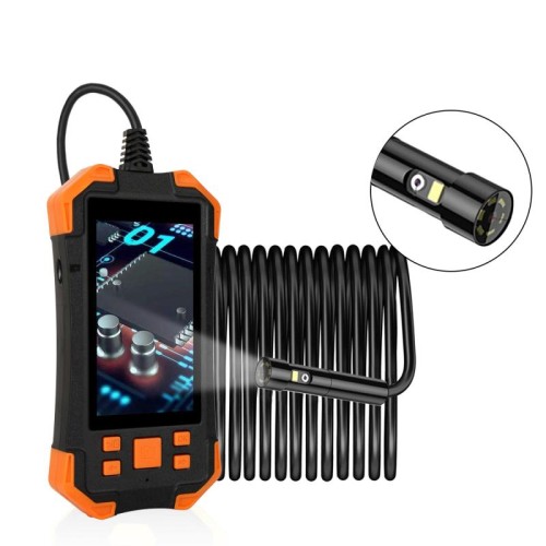 T20 Endoscopio digitale con cavo rigido impermeabile IP67, schermo IPS da 4,3 pollici, doppia fotocamera da 5,5 mm, lunghezza: 3,5 m (nero arancione)