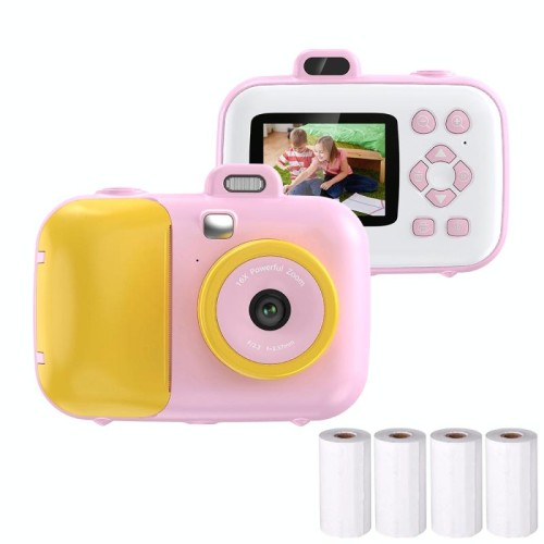 Fotocamera per stampa termica intelligente digitale per bambini da 2,4 pollici con carta da stampa, colore: 503J rosa fuoco fisso