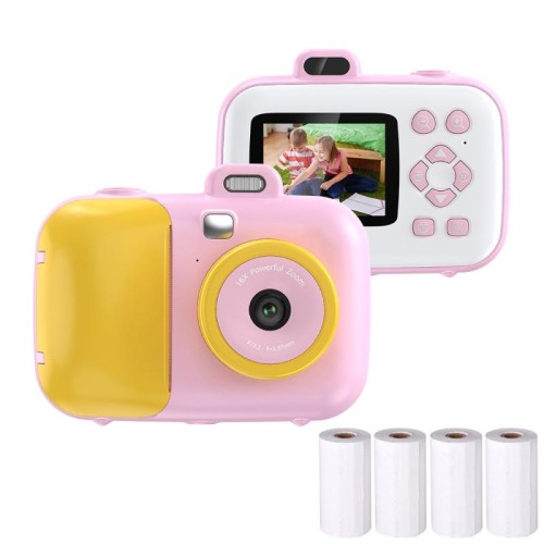 Fotocamera per stampa termica intelligente digitale per bambini da 2,4 pollici con carta da stampa, colore: 503AF Pink Focus