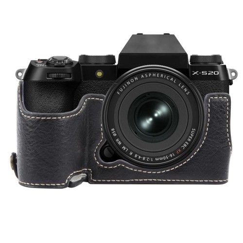 Per FUJIFILM X-S20 Buffalo Texture PU Pelle Custodia Base Mezza Fotocamera (Verde)