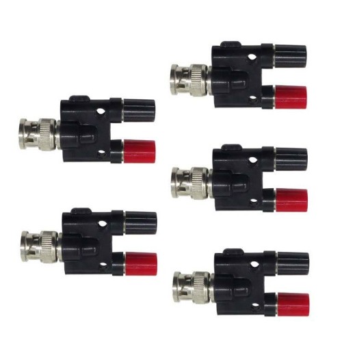 Spina maschio BNC da 5 pezzi a due connettori femmina jack a banana Adattatore RF (nero)