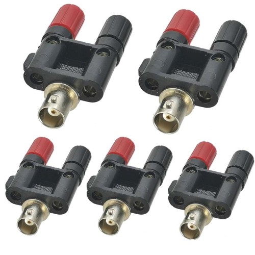 Jack femmina BNC da 5 pezzi a doppio connettore coassiale per adattatore RF jack femmina a banana (nero)