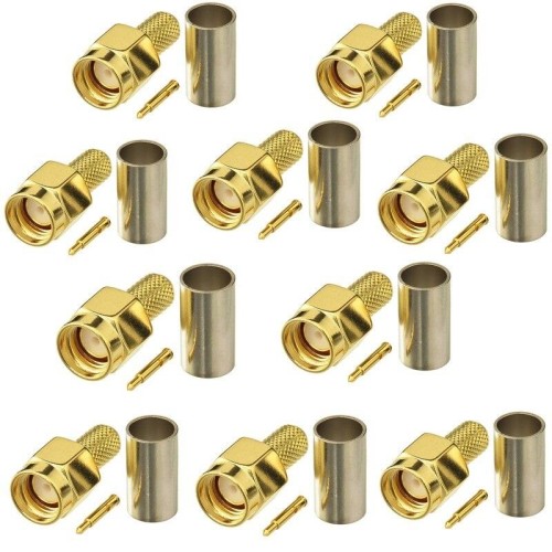 10pcs SMA maschio connettore a crimpare per RG58 / LMR195 / RG142 / RG400