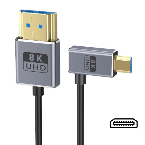 Cavo di collegamento video coassiale Micro HDMI a HDMI 8K UHD 48 Gbps da 30 cm, stile: gomito sinistro