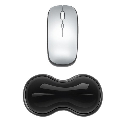 Poggiapolsi in silicone per tastiera e mouse, ideale per alleviare l'affaticamento del polso. Dimensioni: piccolo, trasparente, nero.