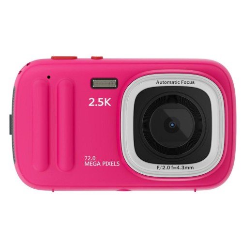Fotocamera digitale HD da 72 MP, 2,4 pollici, ascolto MP3, foto e video, zoom 16x DV (rosso rosa)