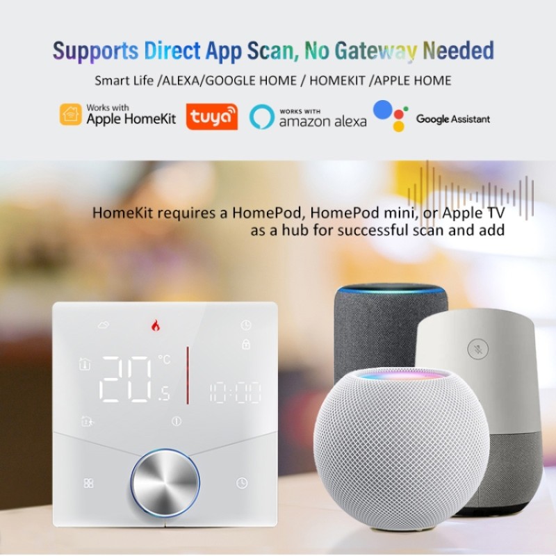 BHT-009GCLW-MT Termostato LED WiFi Smart Home per riscaldamento caldaia con Matter (nero)