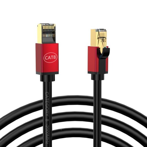 Cavo di rete CAT8 da 10 Gigabit con larghezza di banda in fibra ottica domestica da 2 m (rosso)