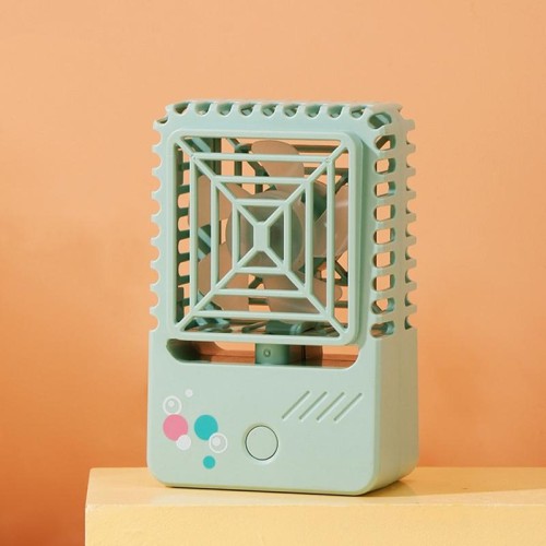 820 Mini Ventilatore di ricarica USB da tavolo Ventilatore portatile quadrato per dormitorio portatile piccolo (rosa corallo)