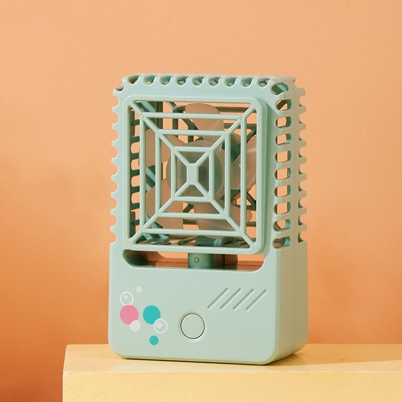 820 Mini Ventilatore di ricarica USB da tavolo Ventilatore portatile quadrato per dormitorio portatile piccolo (rosa corallo)