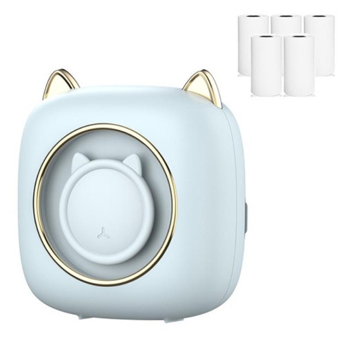 Stampante termica wireless C23 Seven Colors Atmosphere Breathing Light, colore: blu + 5 rotoli di carta termica