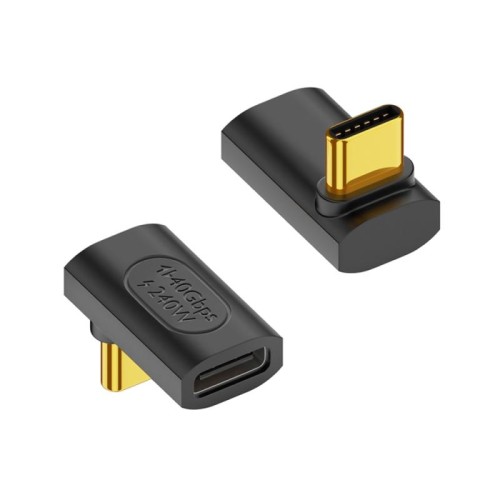 40Gbps 240W USB-C / Type-C Femmina a USB-C / Type-C Adattatore Bend 3D maschio (Nero)