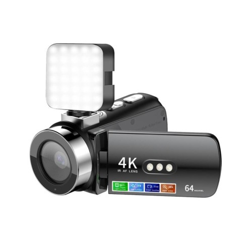 Videocamera digitale WiFi HD 4K senza luce, visione notturna colorata, colore: nero + luce di riempimento