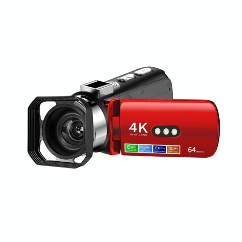 Videocamera digitale WiFi HD 4K senza luce, visione notturna colorata, colore: rosso + paraluce