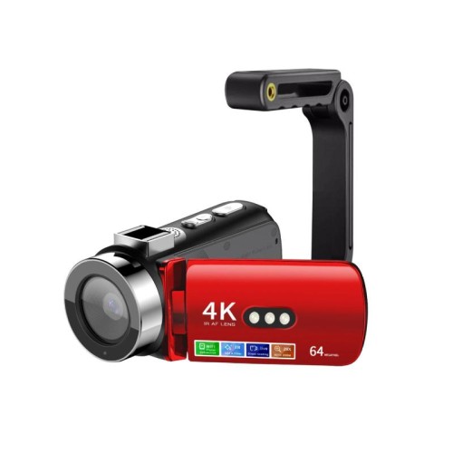 Videocamera digitale WiFi HD 4K senza luce, visione notturna colorata, colore: rosso + staffa