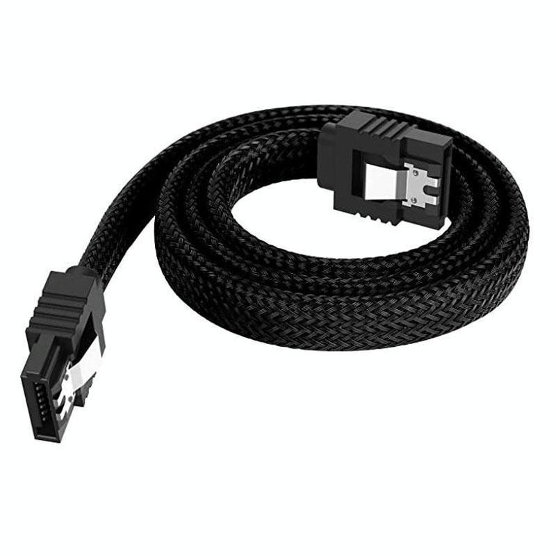 Cavo di alimentazione per disco rigido del computer con cavo intrecciato SATA3.0 da 0,5 m con schermatura in foglio di alluminio (nero)