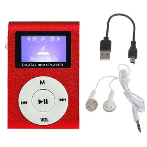 128M + Auricolare + Cavo Mini Lavalier Lettore musicale MP3 in metallo con schermo (nero)