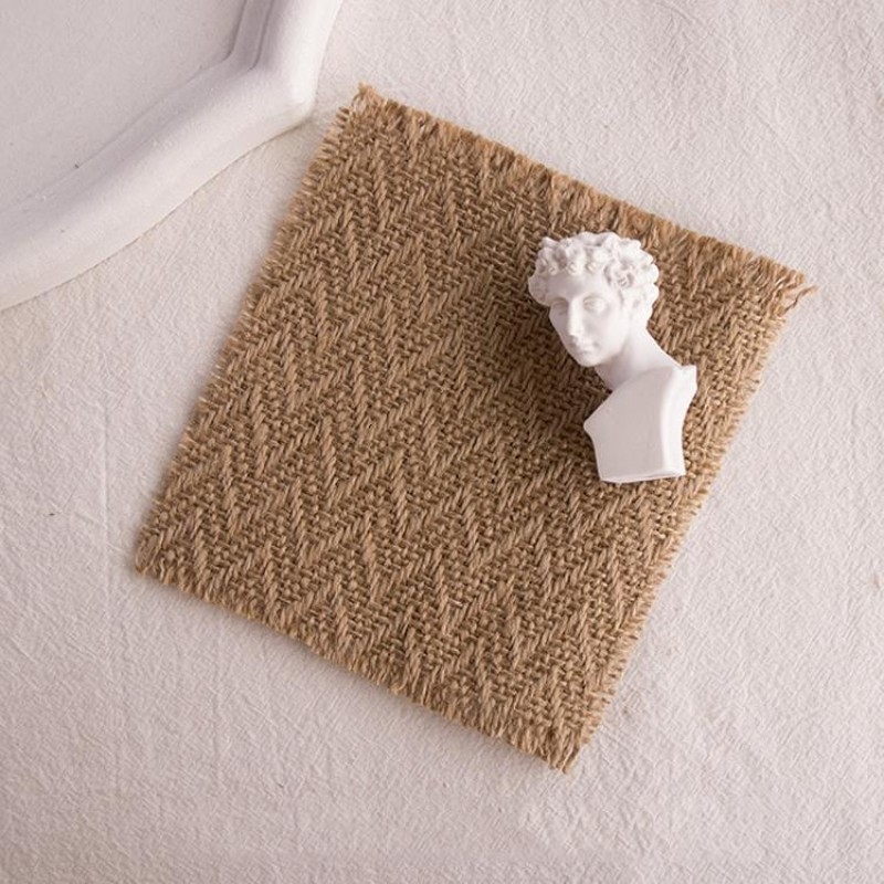 10 pezzi 12x12 cm bordi strappati vintage grossolana iuta profumata candela sottobicchiere fotografia decorazione puntelli (taglio)
