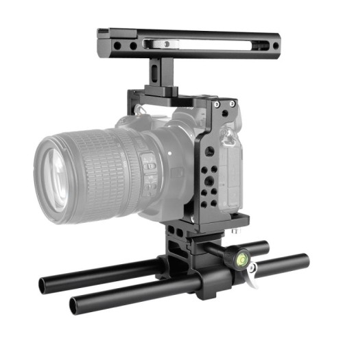 YELANGU C15 YLG0711A Stabilizzatore a gabbia per videocamera con manico e asta per binario per Nikon Z6 / Z7 (nero)