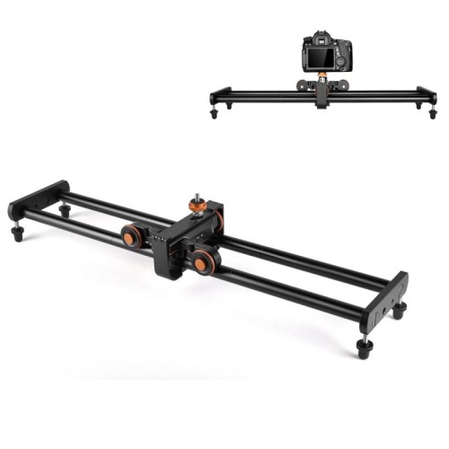 YELANGU YLG0119A Binario di scorrimento da 60 cm per giunzione + fibbia per binario per carrello per fotocamere reflex / videocamere (nero)