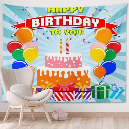 Arazzo per decorazioni per feste sullo sfondo di foto di buon compleanno, dimensioni: 150x100 cm (GT56-10)