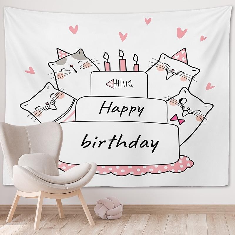 Arazzo per decorazioni per feste sullo sfondo di foto di buon compleanno, dimensioni: 150x100 cm (GT56-3)