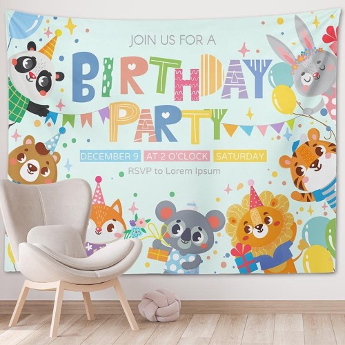 Arazzo per decorazioni per feste sullo sfondo di foto di buon compleanno, dimensioni: 230x150 cm (GT56-10)