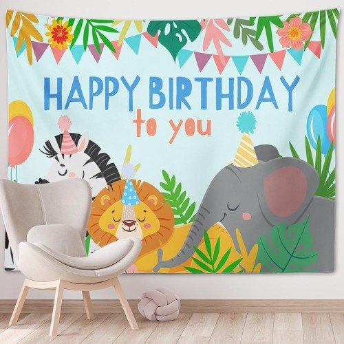 Arazzo per decorazioni per feste sullo sfondo di foto di buon compleanno, dimensioni: 230x180 cm (GT56-3)