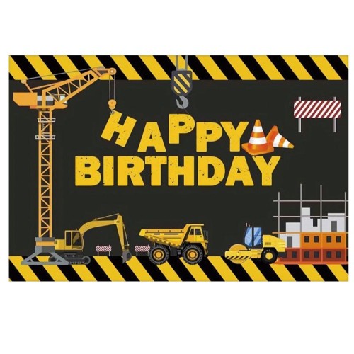 1,2 m x 0,8 m serie di veicoli da cantiere buon compleanno sfondo fotografico panno(12200968)