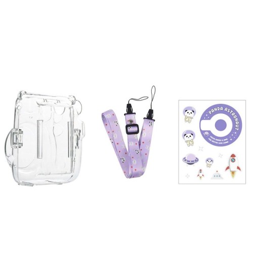 Per Fujifilm Instax Mini 11 5 set custodia + tracolla + adesivo 3 in 1 set (set 3)