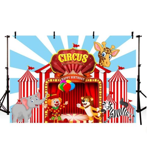 Banner di decorazioni per feste di carnevale sullo sfondo del circo 2 pezzi per compleanno 150 x 100 cm